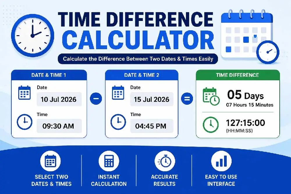 Free Time Difference Calculator